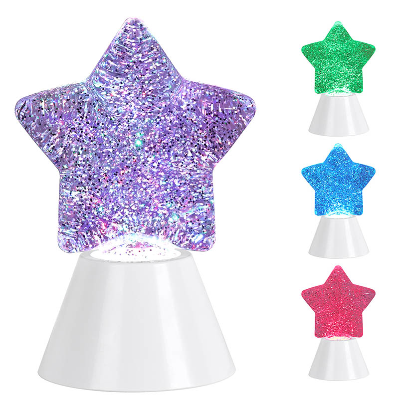 Kid Glitter ແສງສະຫວ່າງໃນຕອນກາງຄືນຂອງແຫຼວທີ່ມີຖານສີຂາວ