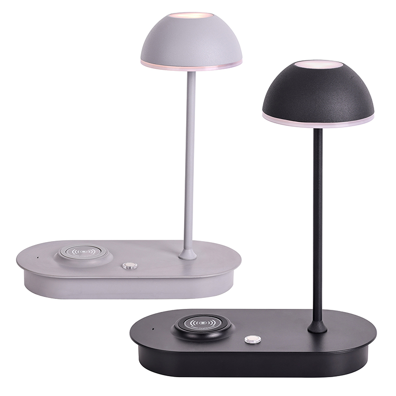 ໂຄມໄຟ LED ເທິງໂຕະທີ່ທັນສະໄໝພ້ອມເຄື່ອງສາກໄຮ້ສາຍ