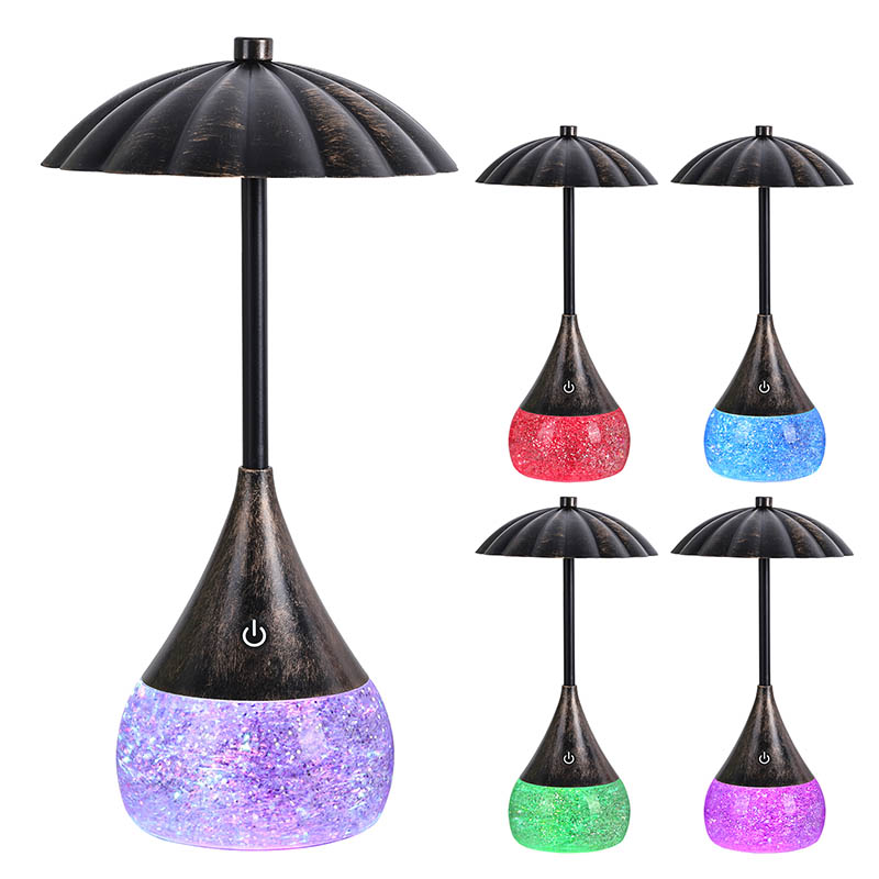 ໂຄມໄຟໂຕະ LED Desk ທໍາມະຊາດດ້ວຍຂວດ glitter rgb