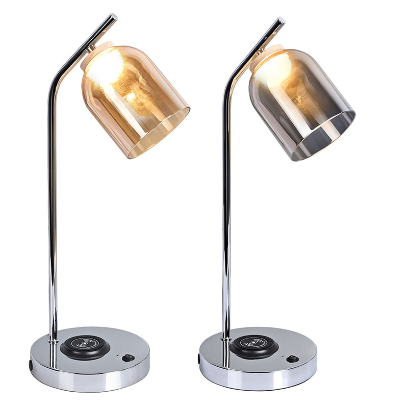 ໂຄມໄຟໂຕະ QI ນໍາດ້ວຍແກ້ວແກ້ວ